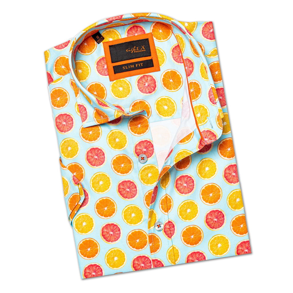 Citrus Squeeze Short Sleeve Button Down Shirt Short Sleeve Button Down Eight-X   