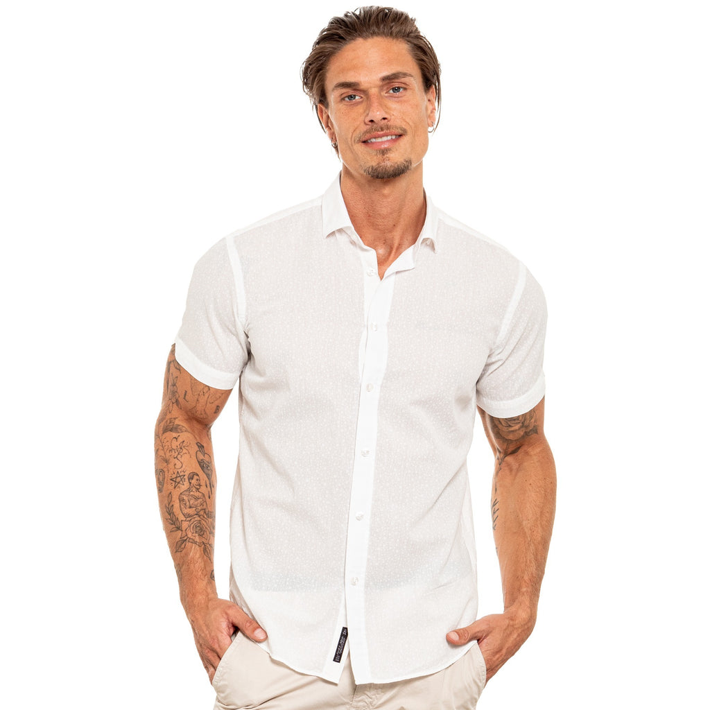 Subtle Bubbles Short Sleeve Shirt - White Short Sleeve Button Down Eight-X   