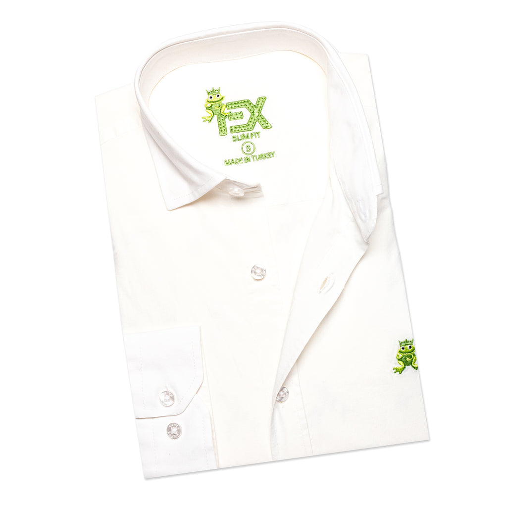 FROG Stretch Button Down Shirt - White Long Sleeve Button Down Eight-X   