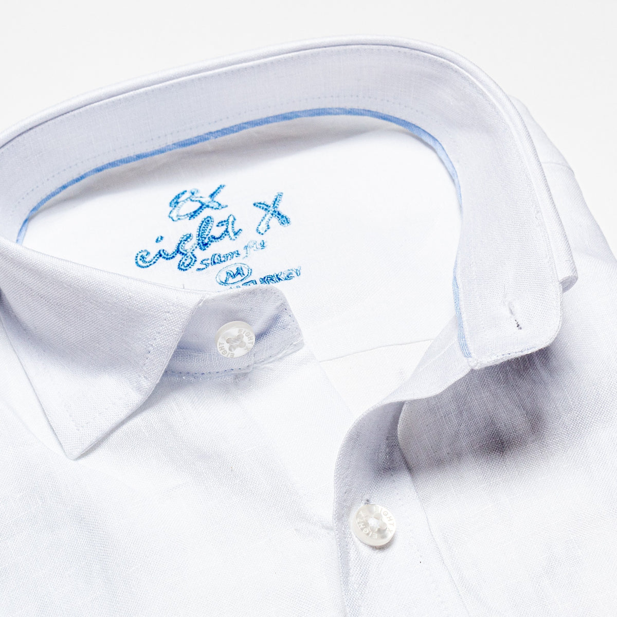 Linen Short Sleeve Shirt - White Button Down Shirts Eight-X