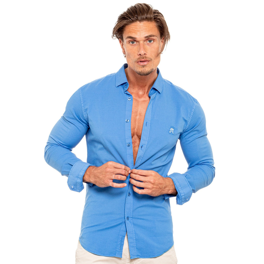 FROG Stretch Button Down Shirt - Blue Long Sleeve Button Down Eight-X   