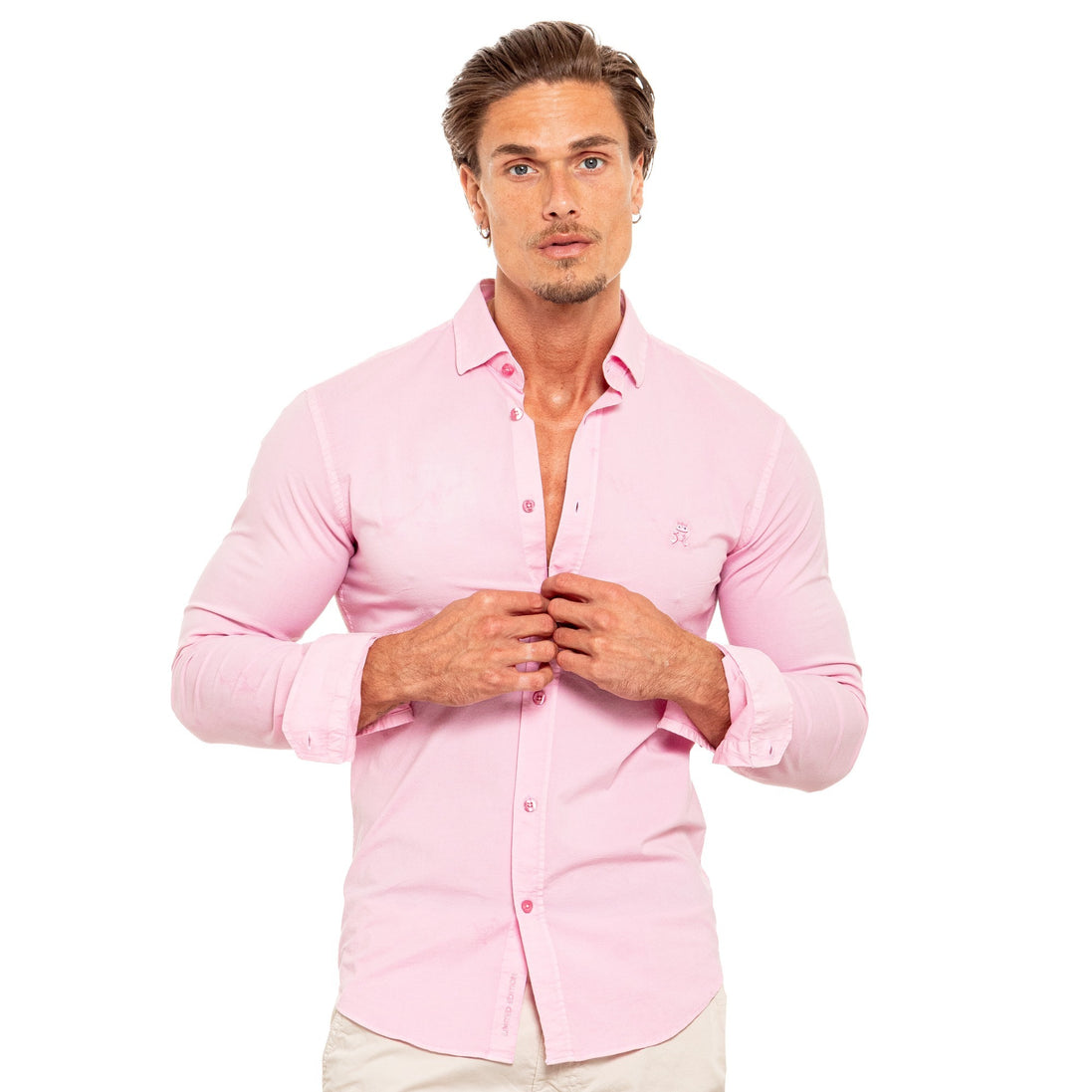 FROG Stretch Button Down Shirt - Pink Button Down Shirts Eight-X PINK XS