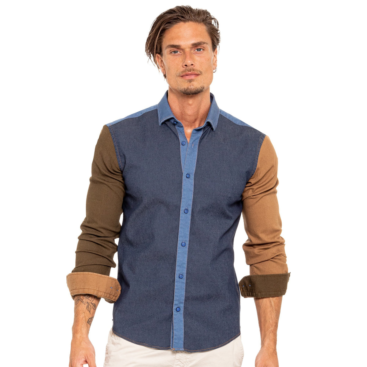 Denim Sections Stretch Button Down Shirt - Dark Button Down Shirts Eight-X NAVY S