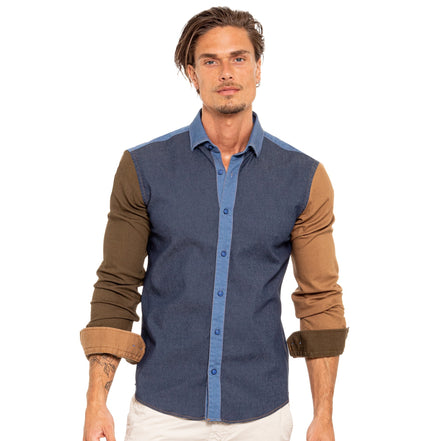 Denim Sections Stretch Button Down Shirt - Dark Button Down Shirts Eight-X NAVY S