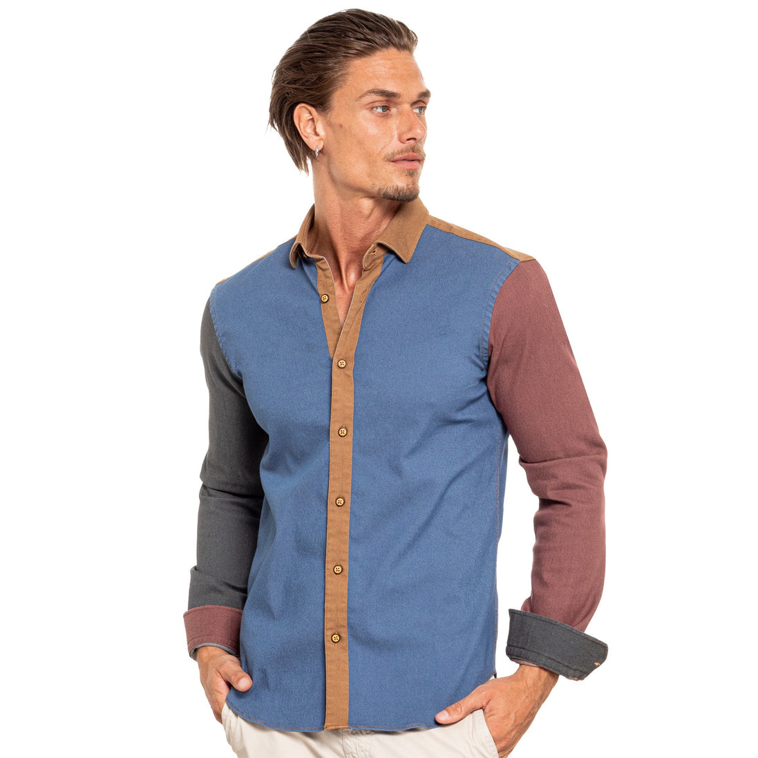 Denim Sections Stretch Button Down Shirt - Light Button Down Shirts Eight-X NAVY S