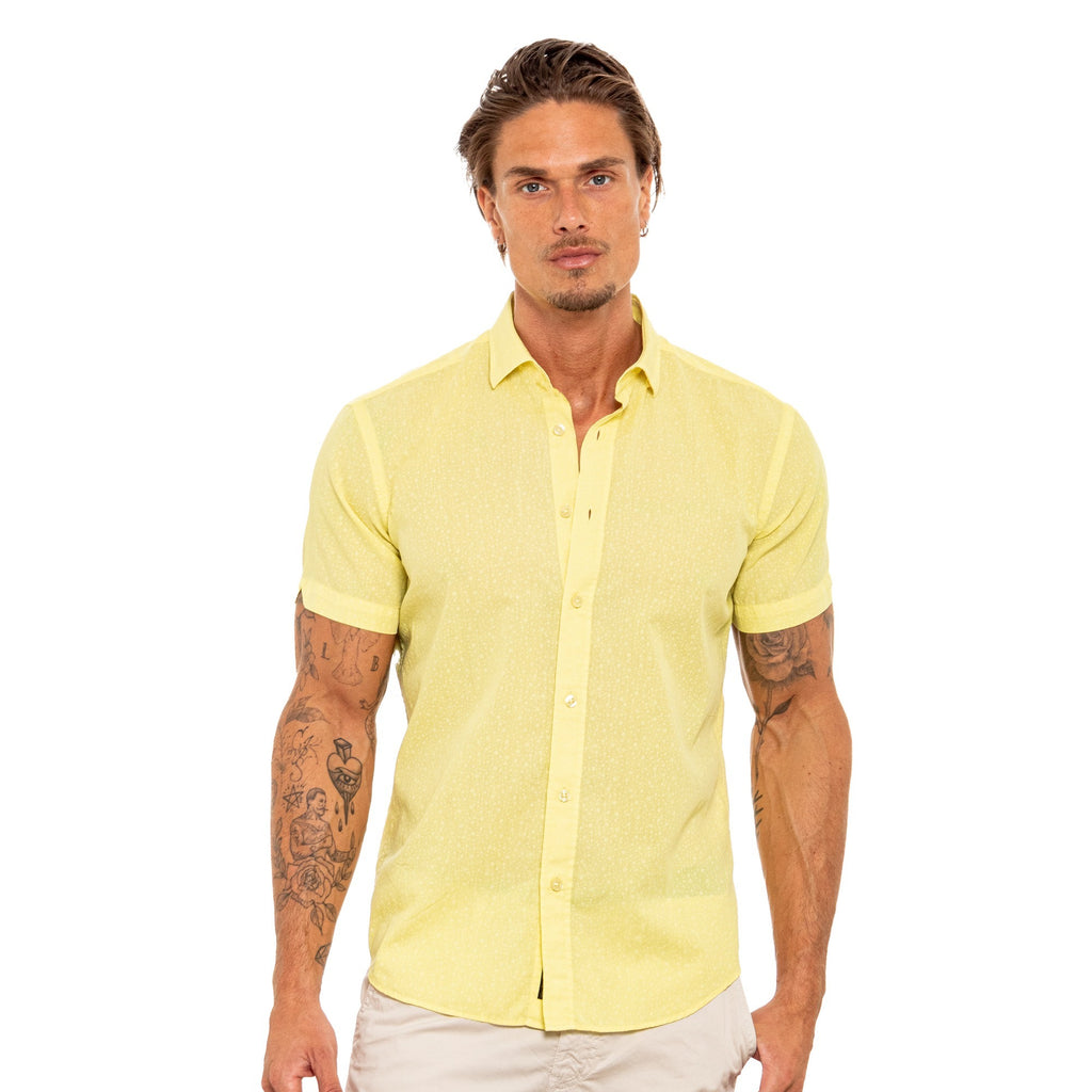 Subtle Bubbles Short Sleeve Shirt - Yellow Short Sleeve Button Down Eight-X   