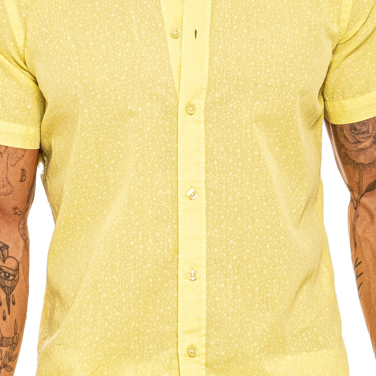 Subtle Bubbles Short Sleeve Shirt - Yellow Short Sleeve Eight-X