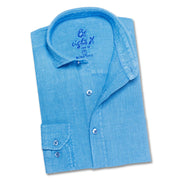 Linen Button Down Shirt - Cerulean Blue Button Down Shirts Eight-X
