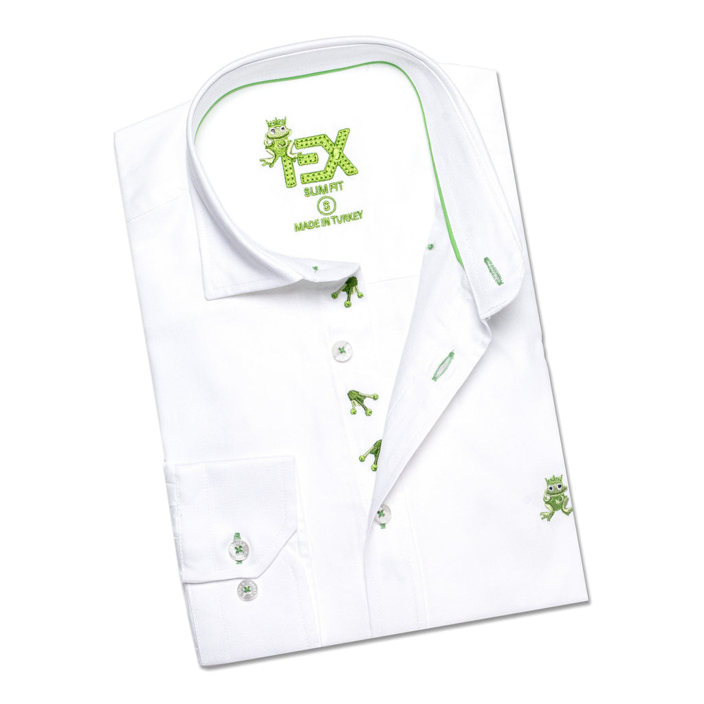 FROG Foot Limited Edition Oxford Shirt Long Sleeve Button Down Eight-X WHITE S 