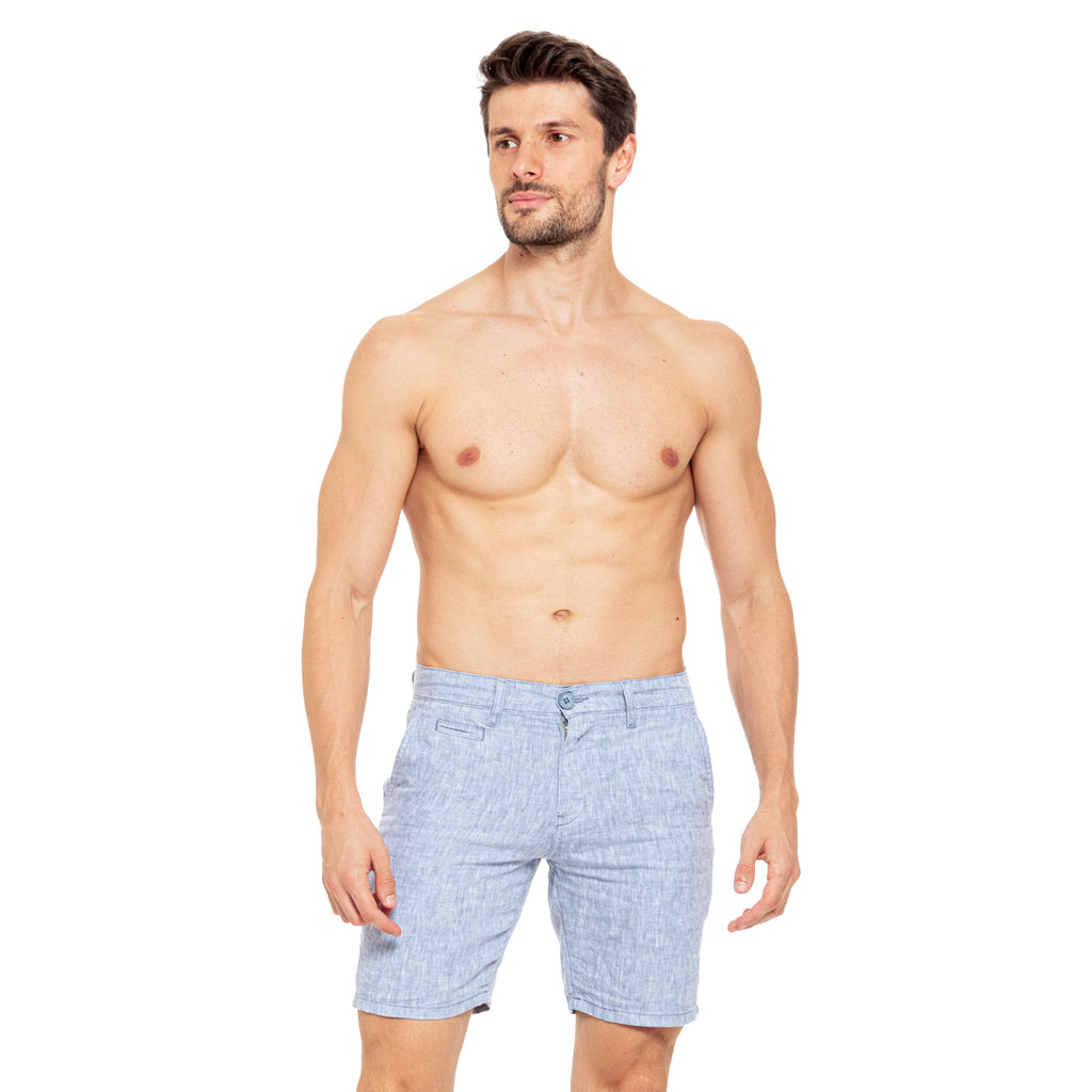 Linen Slim Fit Shorts - Blue Linen Shorts Eight-X   