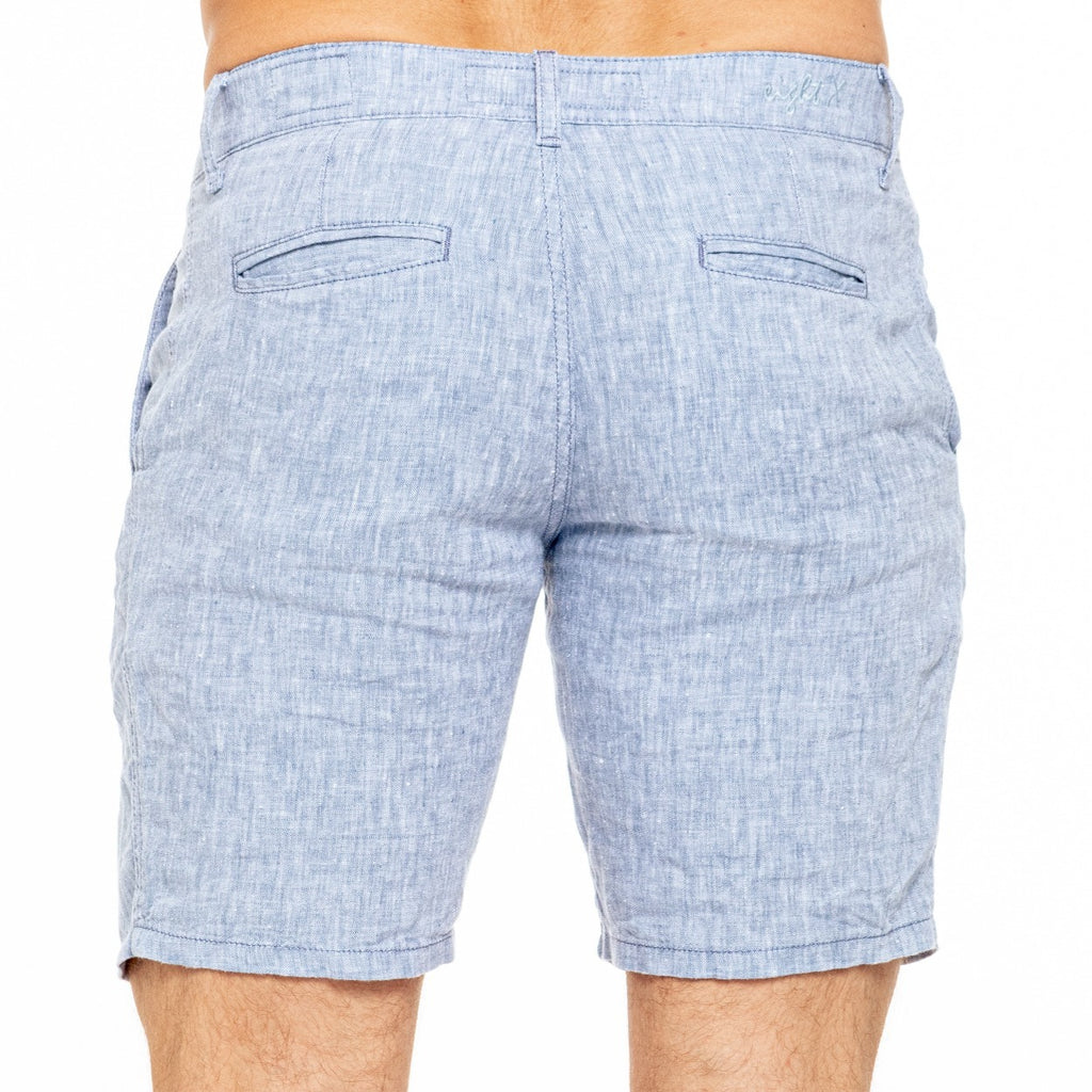 light blue linen slim fit shorts