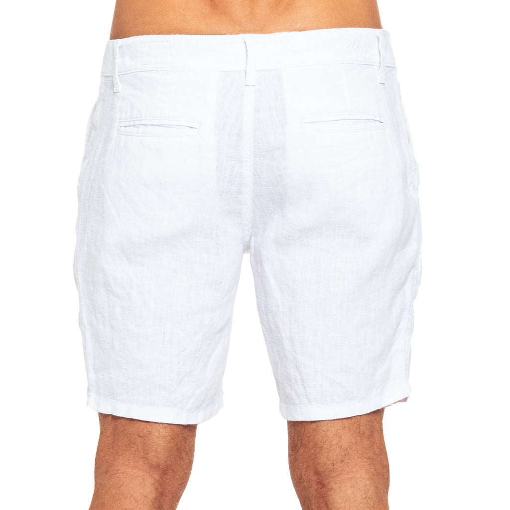 Linen Slim Fit Shorts - White Linen Shorts Eight-X   