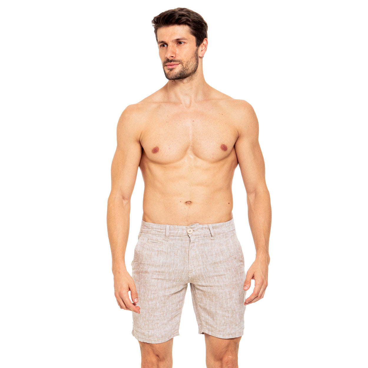 Linen Slim Fit Shorts - Beige Shorts Eight-X BEIGE 29 