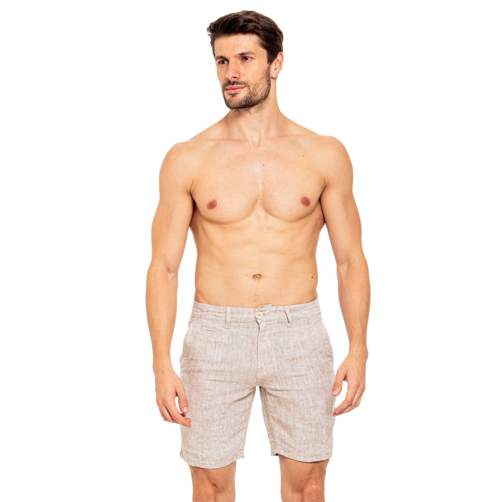 Linen Slim Fit Shorts - Beige Linen Shorts Eight-X   