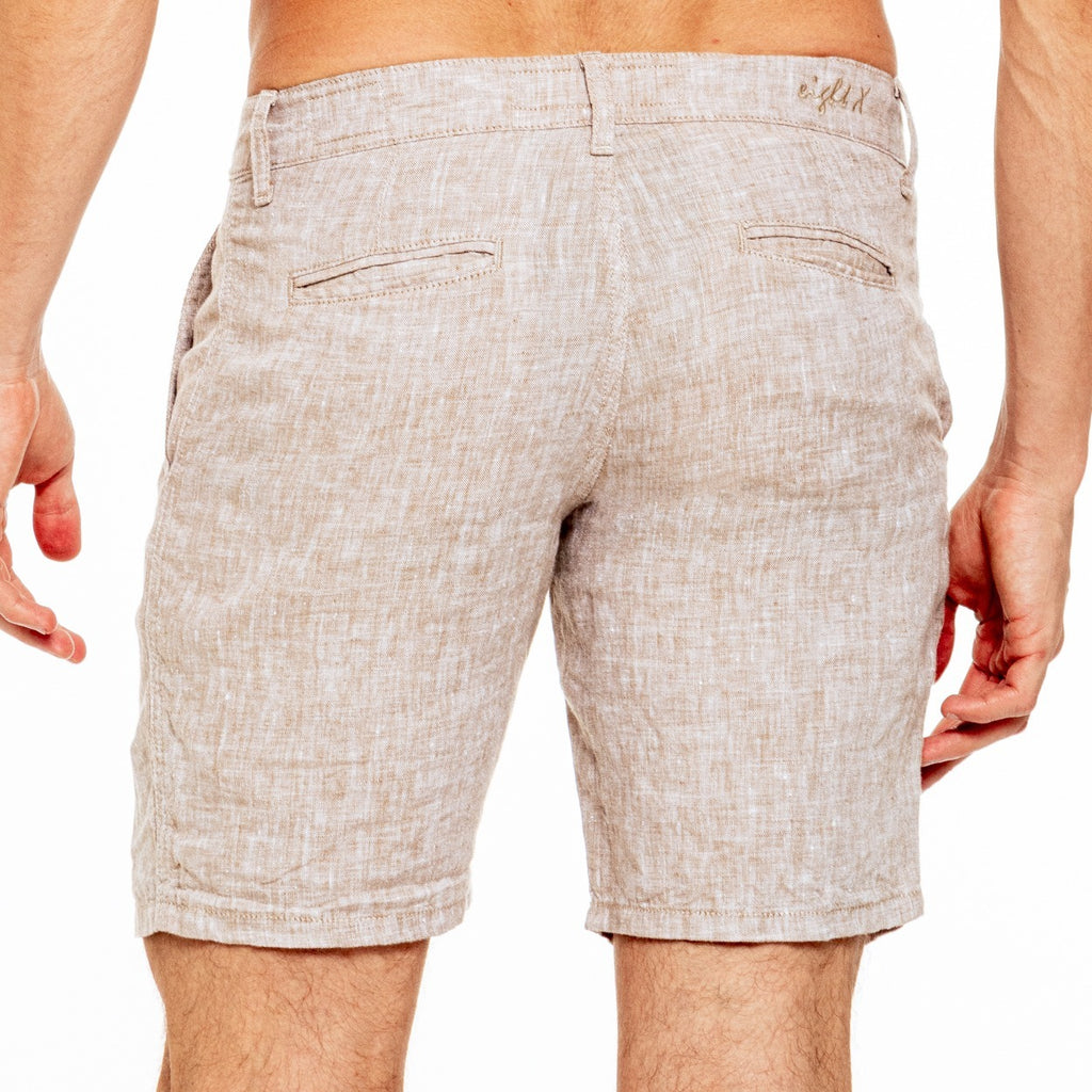 Linen Slim Fit Shorts - Beige Shorts Eight-X   