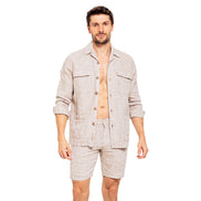 Linen Slim Fit Shorts - Beige Shorts Eight-X   