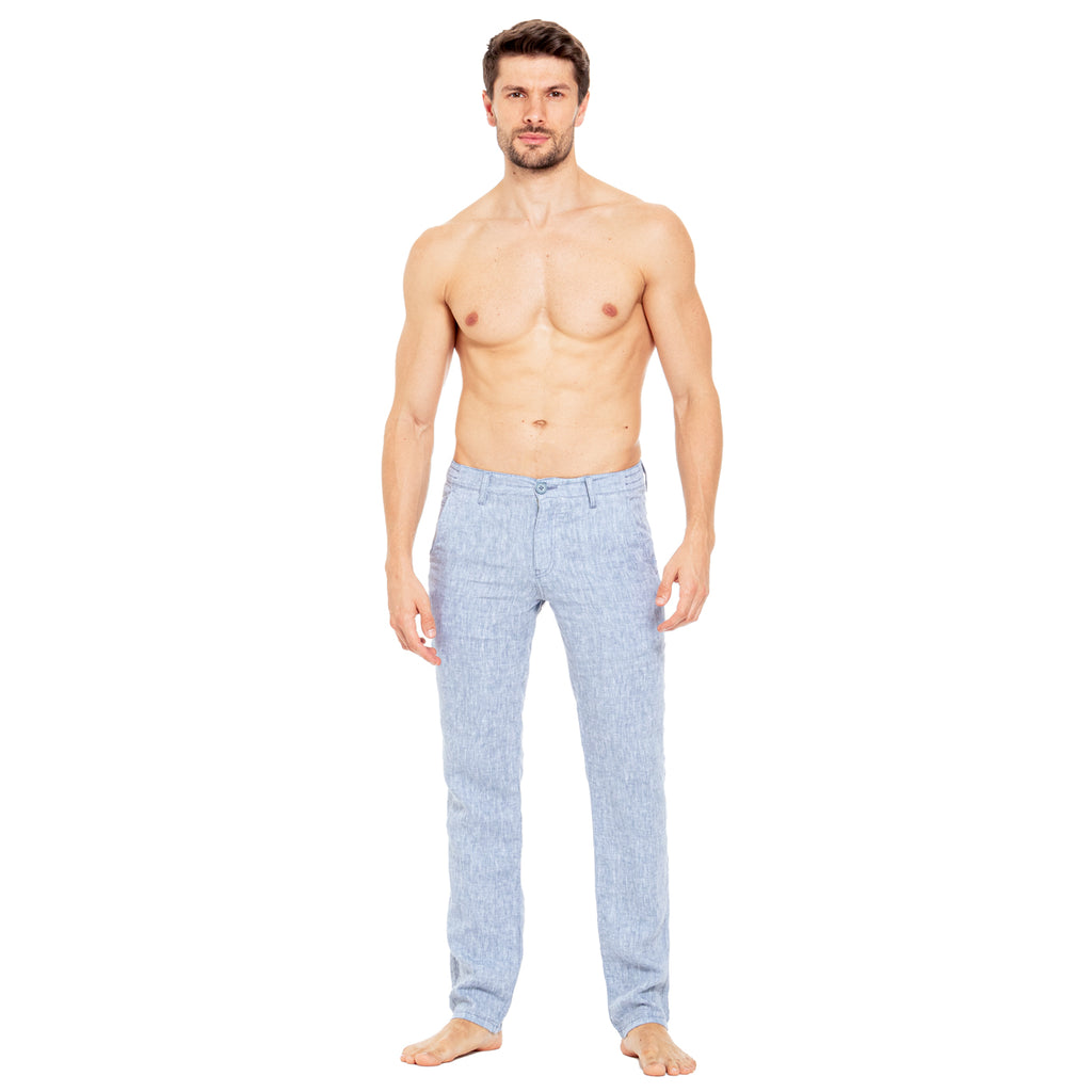 Linen Slim Fit Pants - Blue  Eight-X BLUE 29 