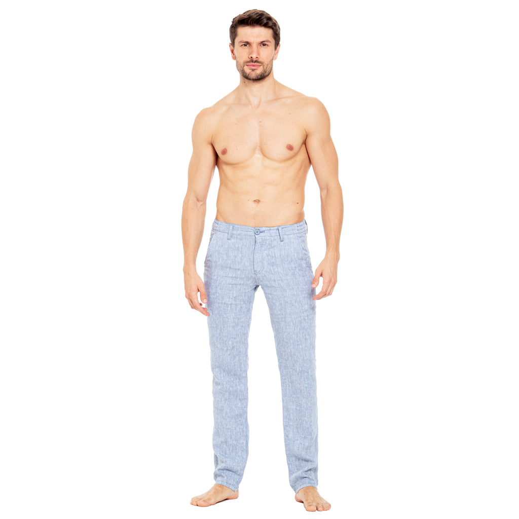 light blue linen slim fit pants