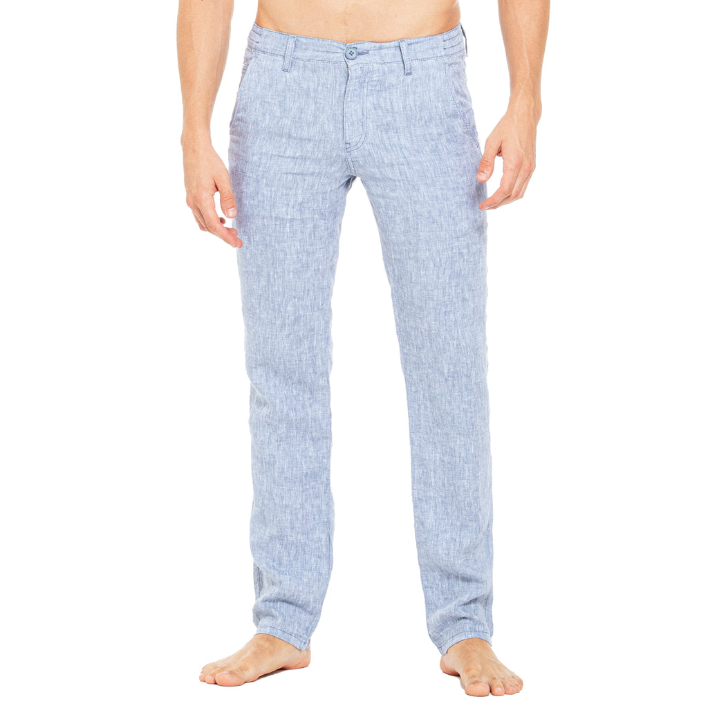 Linen Slim Fit Pants - Blue  Eight-X   