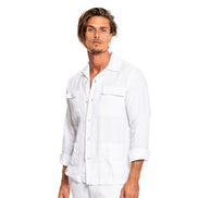 Linen Overshirt - White Chore Shirt Eight-X WHITE S