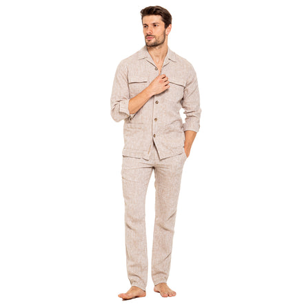 Linen Overshirt - Beige Chore Shirt Eight-X