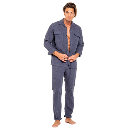 Linen Overshirt - Navy Chore Shirt Eight-X