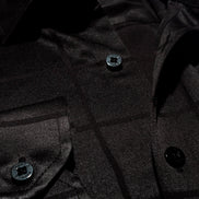 Window Pane Jacquard Shirt - Black Button Down Shirts Eight-X