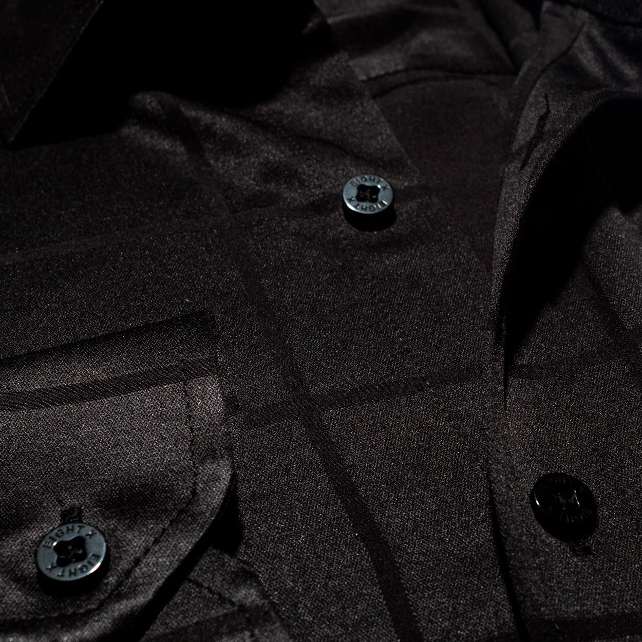 Window Pane Jacquard Shirt - Black Button Down Shirts Eight-X
