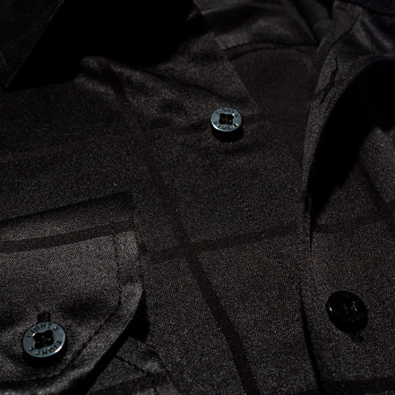 Window Pane Jacquard Shirt - Black Button Down Shirts Eight-X