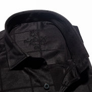 Window Pane Jacquard Shirt - Black Button Down Shirts Eight-X