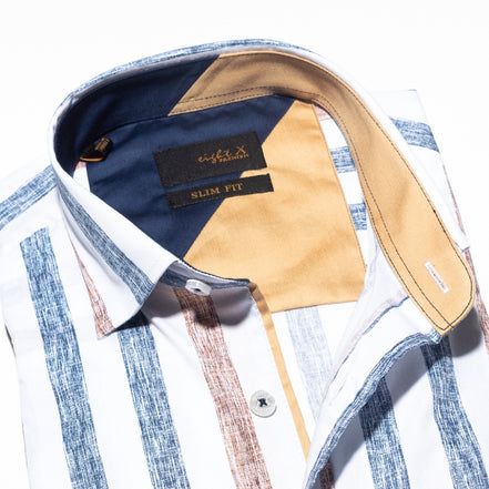 Cross Hatch Striped Button Down Shirt Button Down Shirts Eight-X