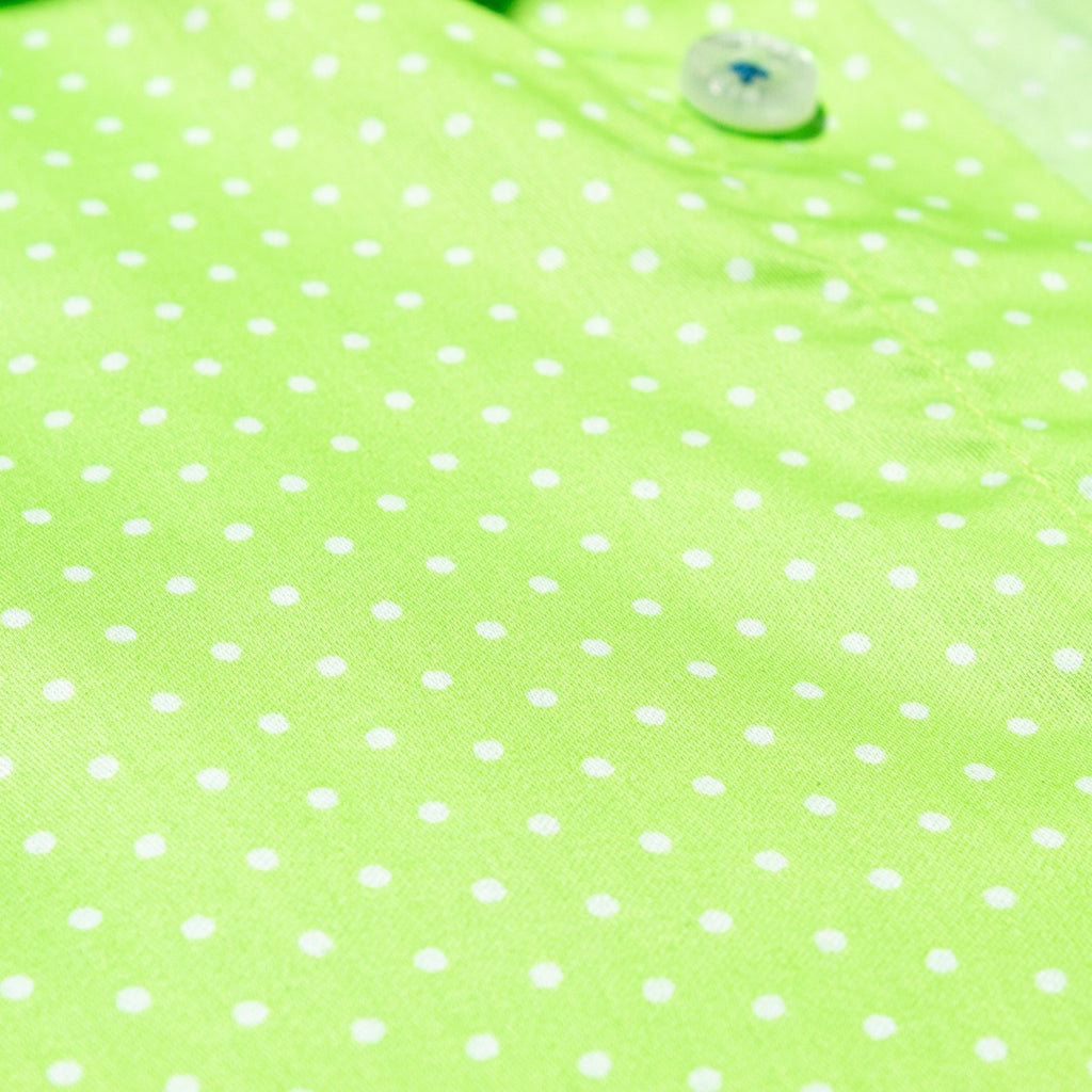 Lime Polka Dot Short Sleeve Shirt Short Sleeve Button Down Eight-X   