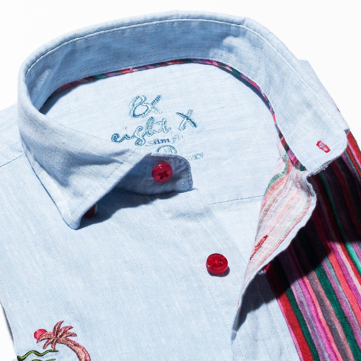 Sunset Stripe Embroidered Linen Shirt Button Down Shirts Eight-X