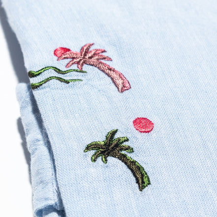 Sunset Stripe Embroidered Linen Shirt Button Down Shirts Eight-X