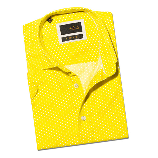 Lemon Polka Dot Short Sleeve Shirt Short Sleeve Eight-X