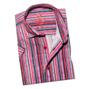 Feelings Striped Linen Short Sleeve Shirt Short Sleeve Eight-X