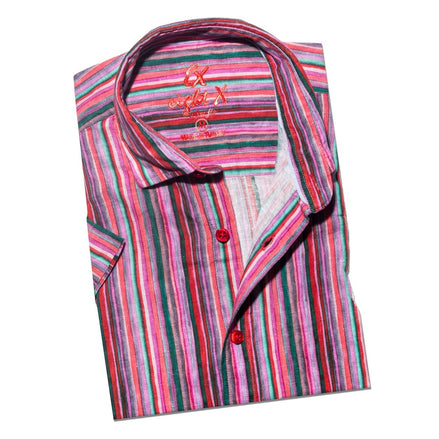Feelings Striped Linen Short Sleeve Shirt Short Sleeve Eight-X