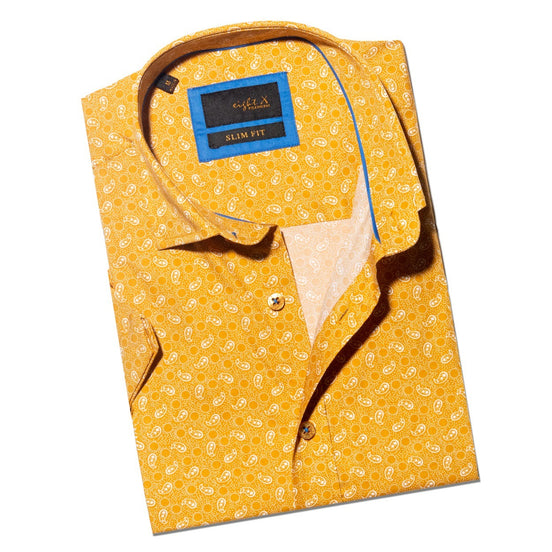 Paisley Gold Short Sleeve Shirt Short Sleeve Eight-X