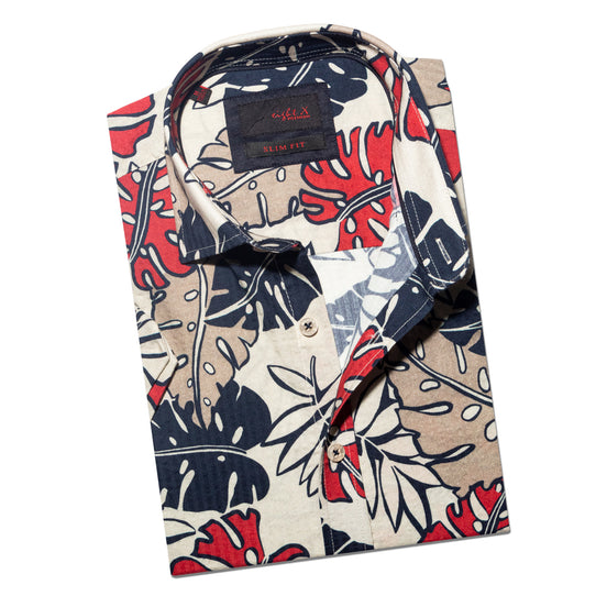 Big Leaf Seersucker Short Sleeve Shirt Short Sleeve Eight-X