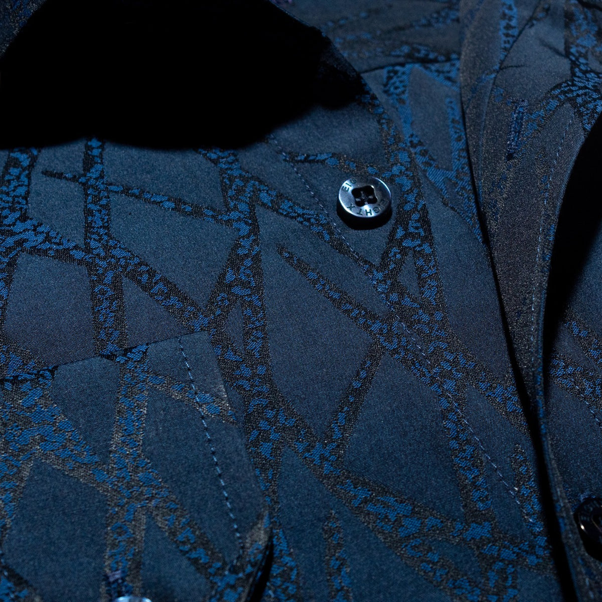 Aorta Blue Jacquard Button Down Shirt Button Down Shirts Eight-X