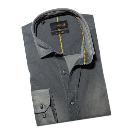 Denim Stretch Button Down Shirt - Cement Grey Button Down Shirts Eight-X
