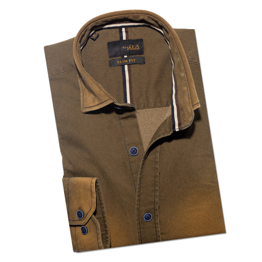slim fit dress slacks Denim Stretch Button Down Shirt