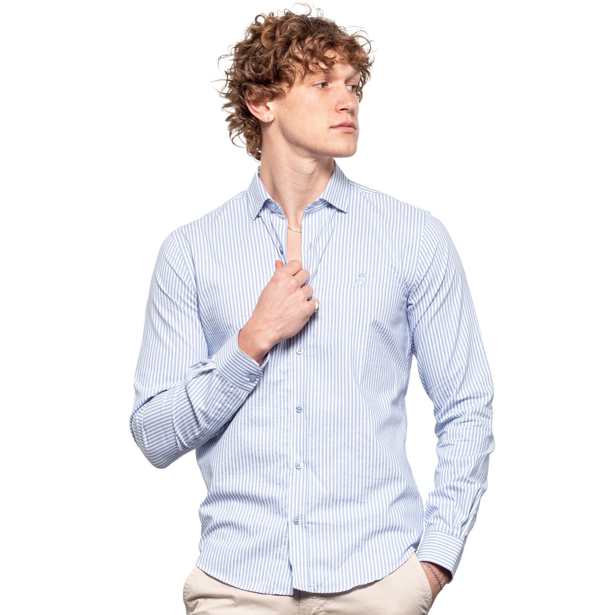 FROG Striped Button Down Shirt - Blue Button Down Shirts Eight-X BLUE S
