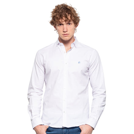 Solid Signature Slim Fit Button Down Shirt - White  Eight-X   