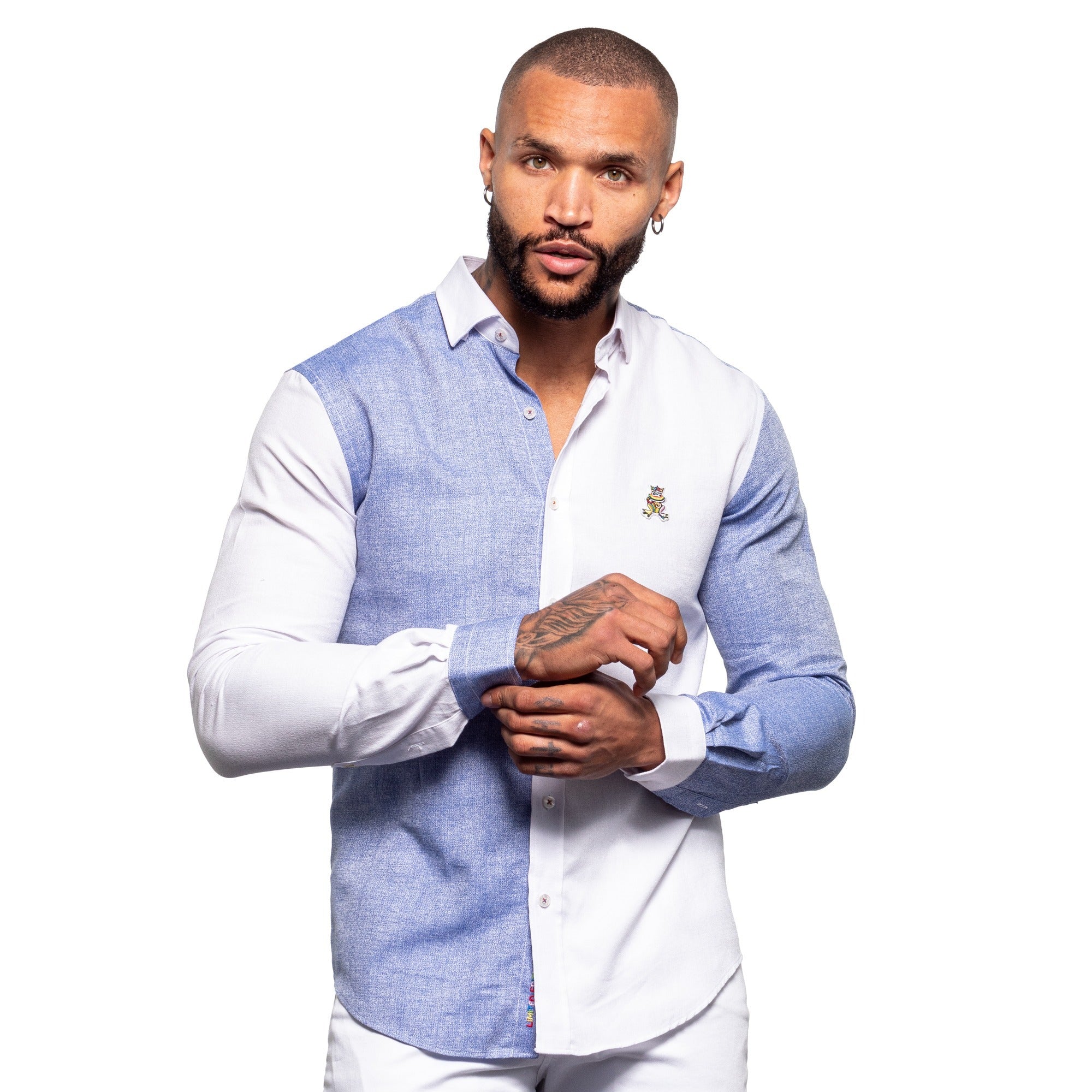 men's color block dress shirt Color Block Long Sleeve Men Button up Shirt, Pink Blue Purple Pastel Tone Combo Print Buttoned Male Guys Collared Dress Shirt Chest Pocket