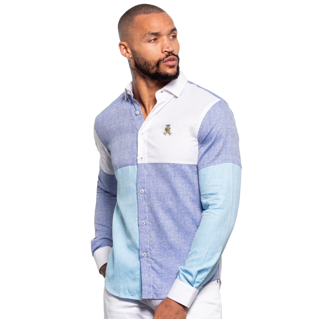 FROG Color Block Button Down Shirt - Blue Medley  Eight-X   