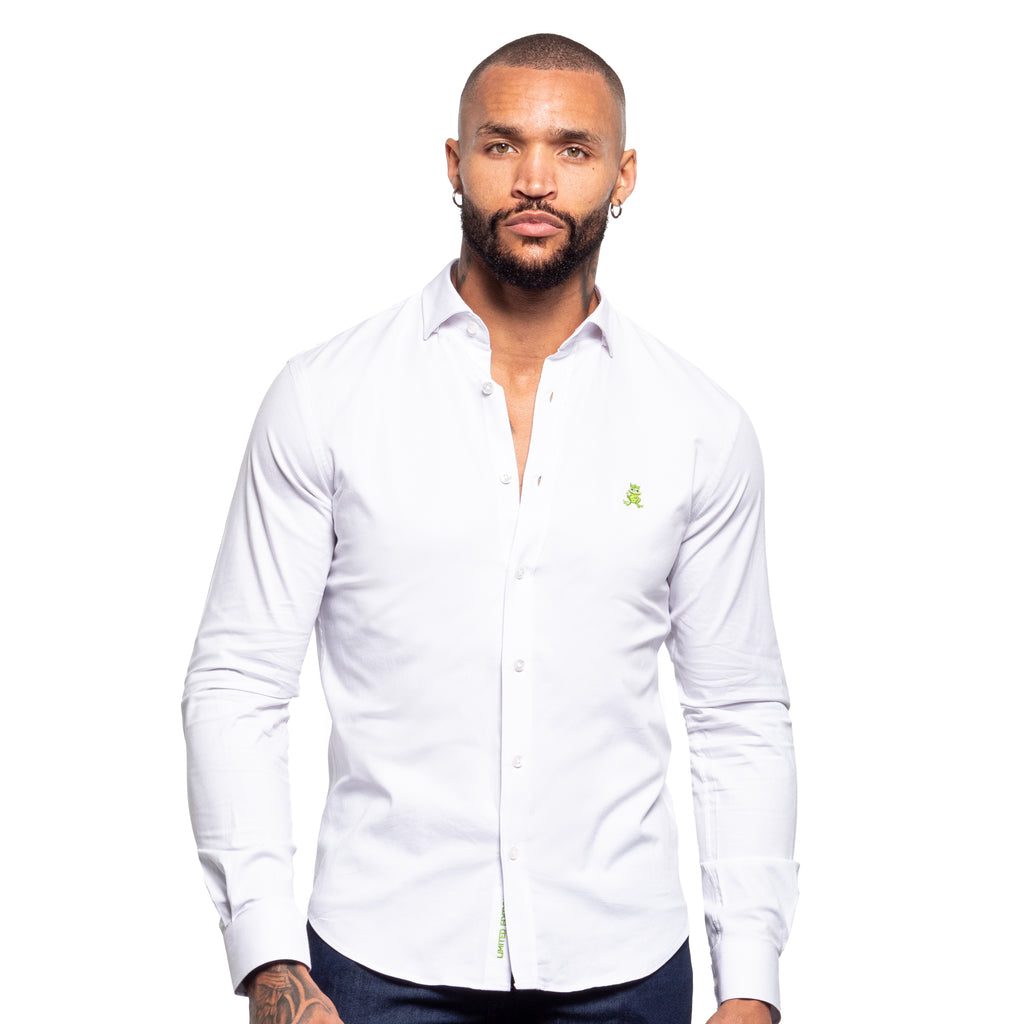 FROG Solid Stretch Button Down Shirt - White  Eight-X   