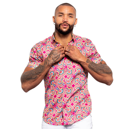 Psychedelia Short Sleeve Shirt Short Sleeve Eight-X FUCHSIA S