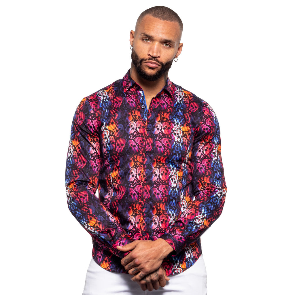 Floating Skulls Button Down Shirt  Eight-X   