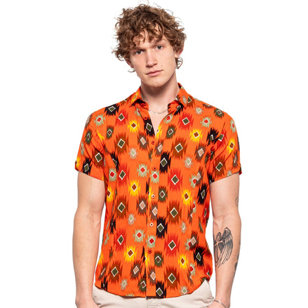 Southwestern Sunset Short Sleeve Shirt Short Sleeve Eight-X ORANGE S